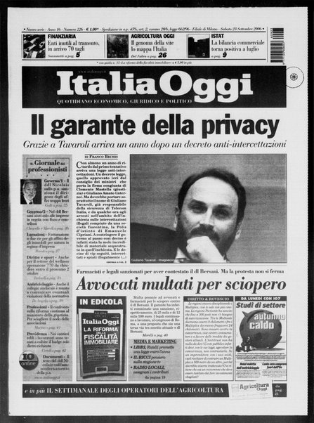 Italia oggi : quotidiano di economia finanza e politica